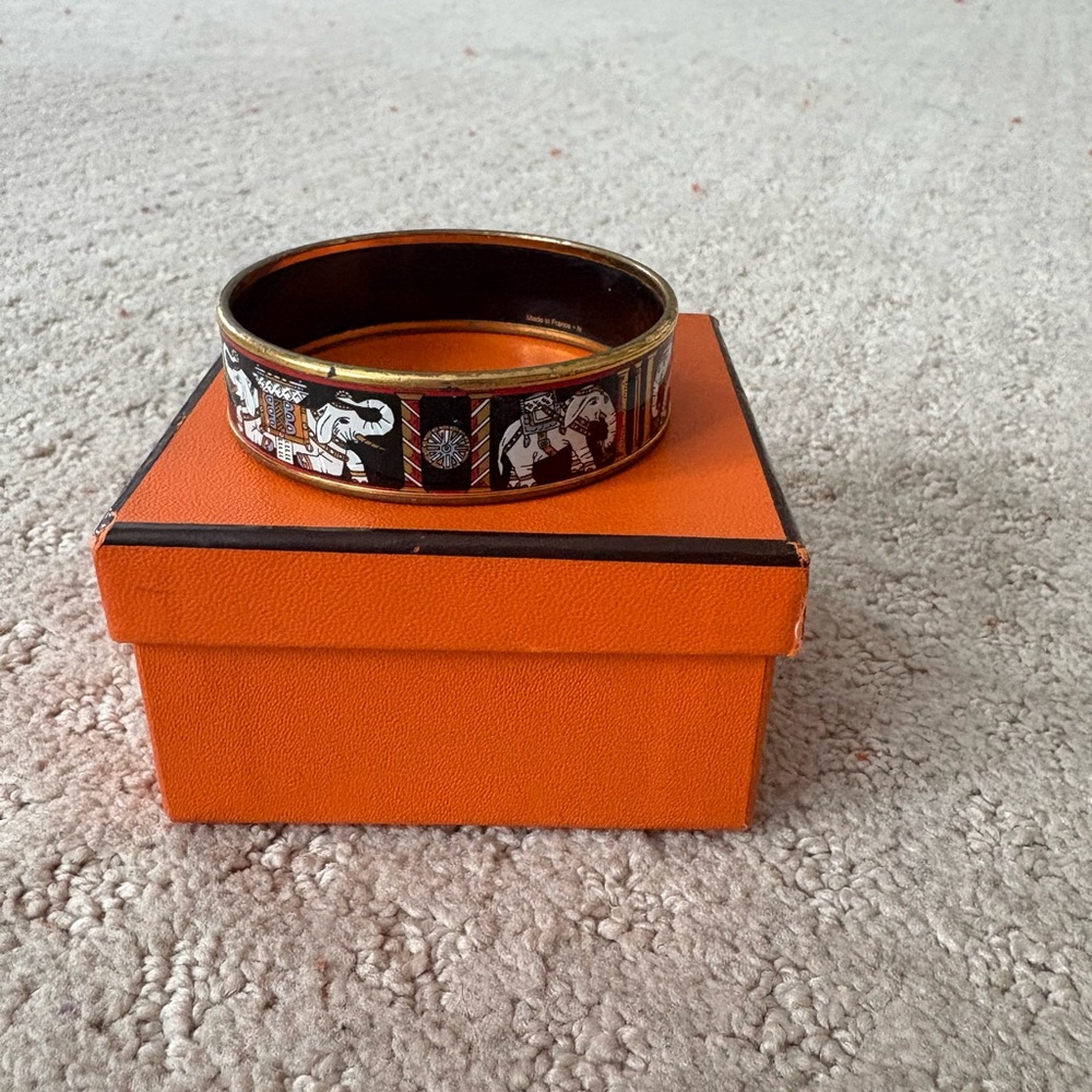 Orange and Black Elephant Hermes Bangle